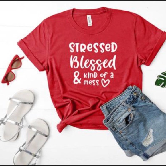 Tops - Stressed, blessed & kind of a mess shirt